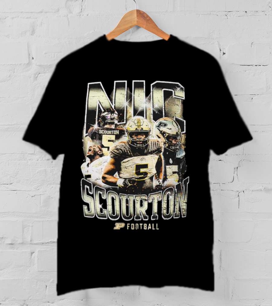 Nic Scourton Purdue Football Vintage Boilermakers Players Montage T-Shirt