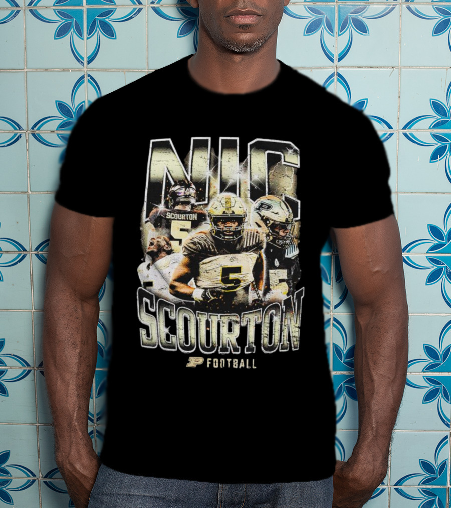 Nic Scourton Purdue Football Vintage Boilermakers Players Montage T-Shirt