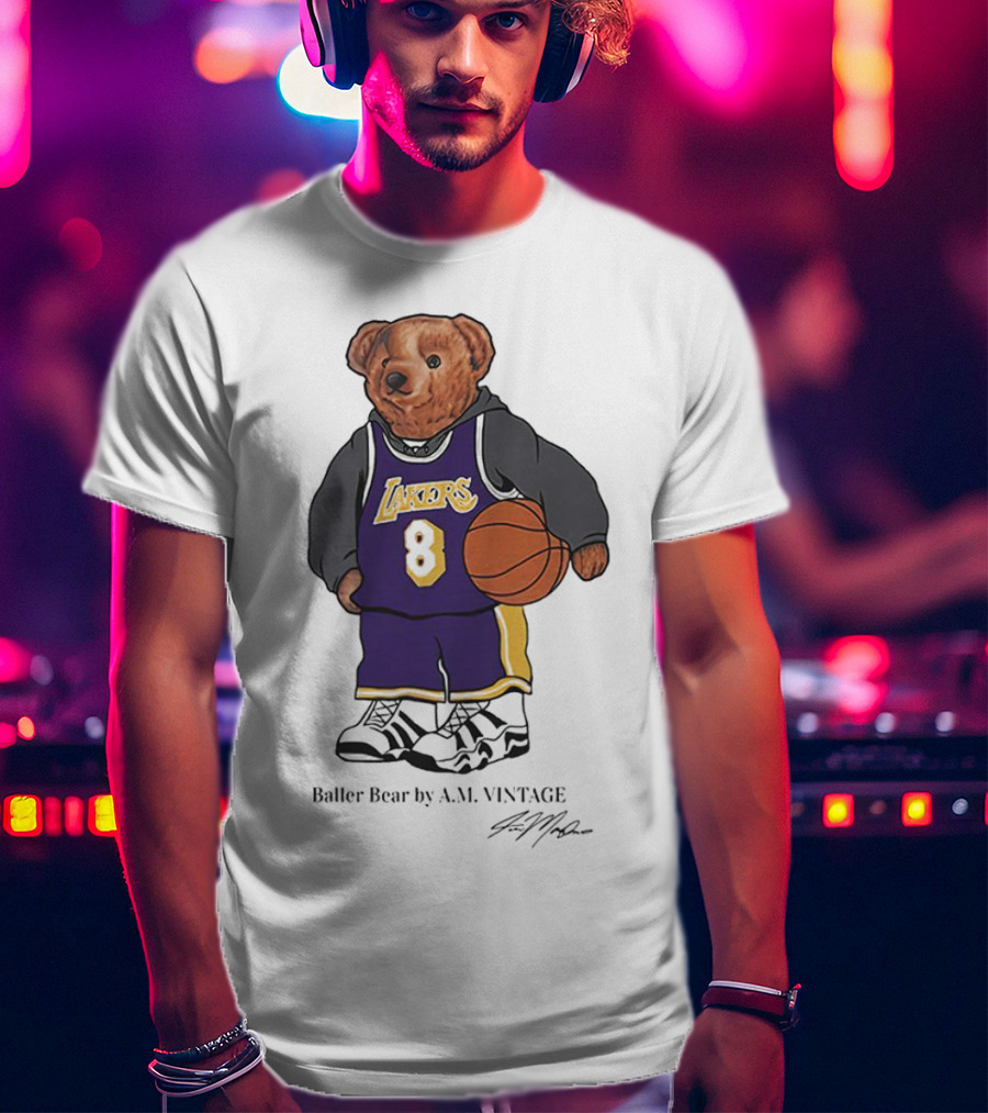 Lakers Baller Bear Kobe Bryant Champion Number 8 T-Shirt