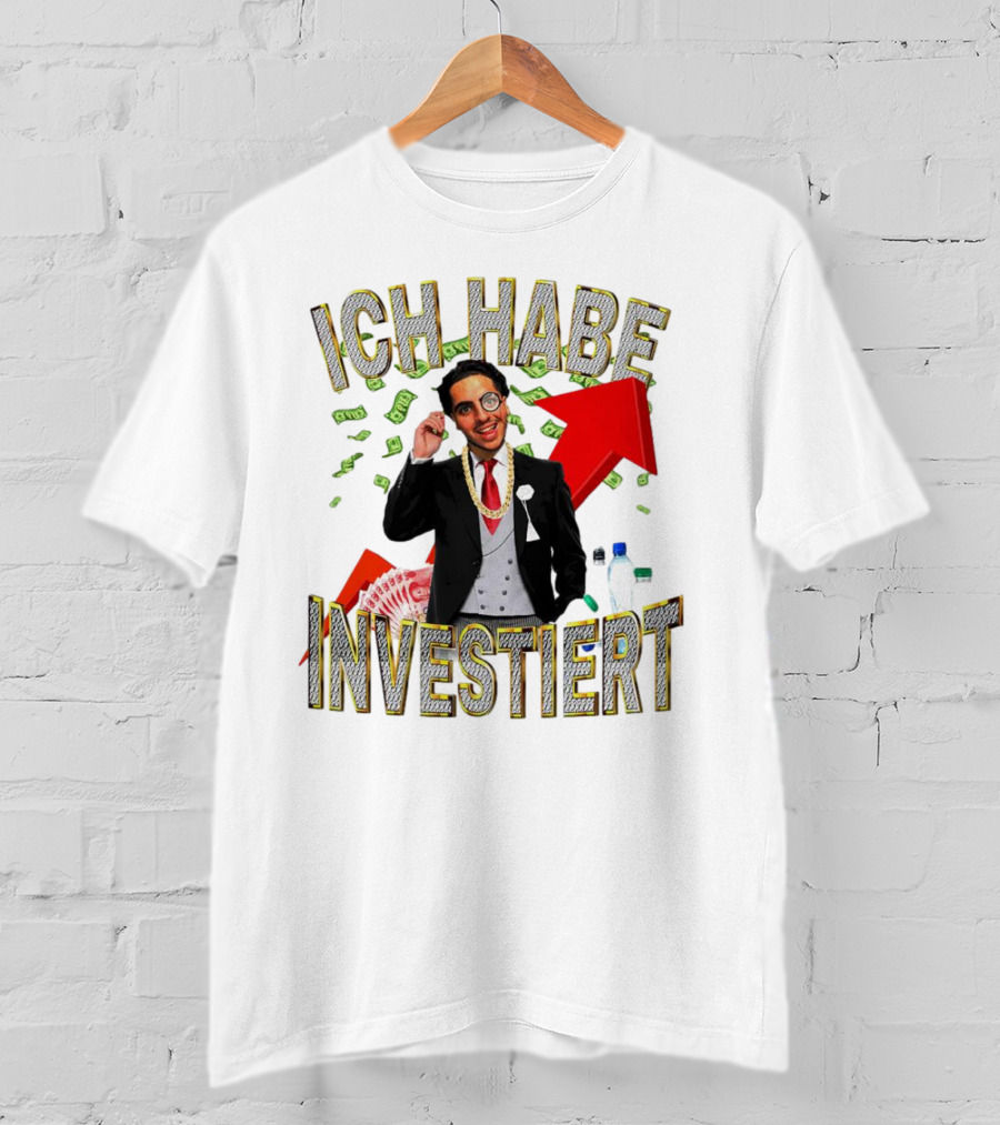 Ich Habe Investiert Money Business Success Visual With Red Arrow And Wealth Elements T-Shirt