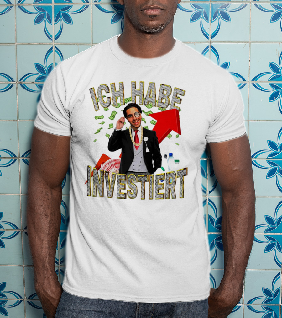 Ich Habe Investiert Money Business Success Visual With Red Arrow And Wealth Elements T-Shirt