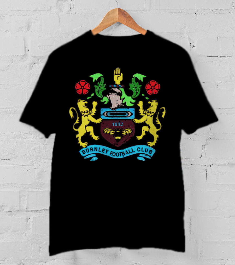 Burnley FC 1882 Crest Burnley Football Club Badge Emblem T-Shirt
