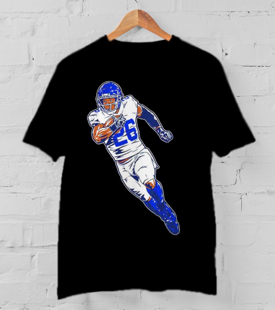 Saquon Barkley New York Giants 26 Superstar Pose Signature T-Shirt