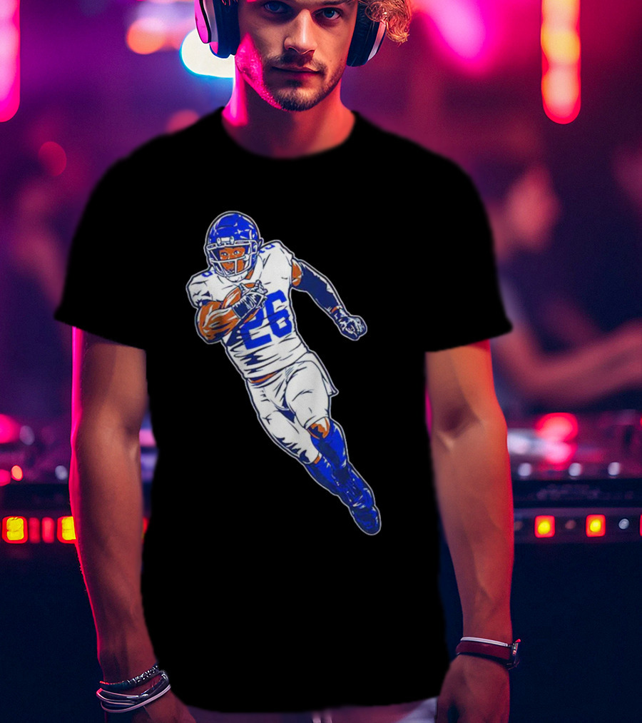 Saquon Barkley New York Giants 26 Superstar Pose Signature T-Shirt