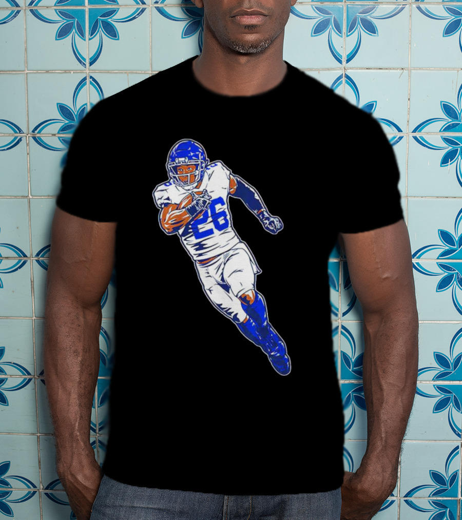 Saquon Barkley New York Giants 26 Superstar Pose Signature T-Shirt