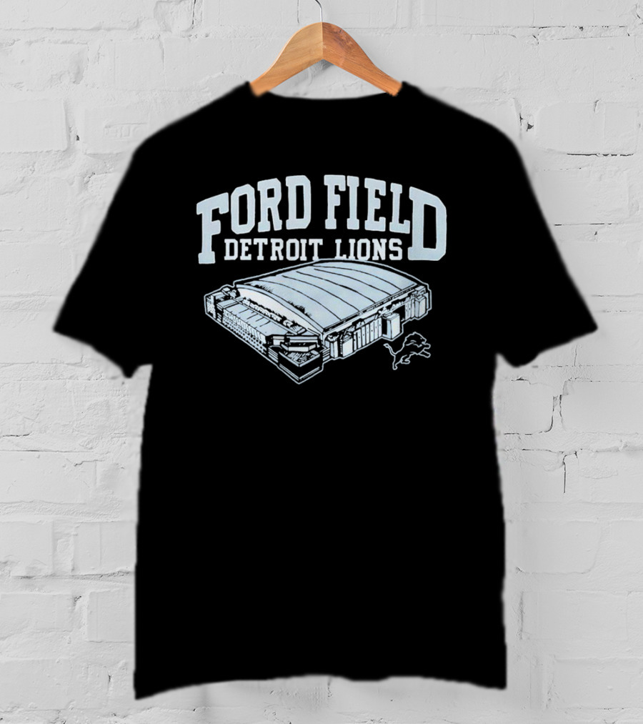 Ford Field Detroit Lions Stadium Illustration Iconic NFL Team T-Shirt