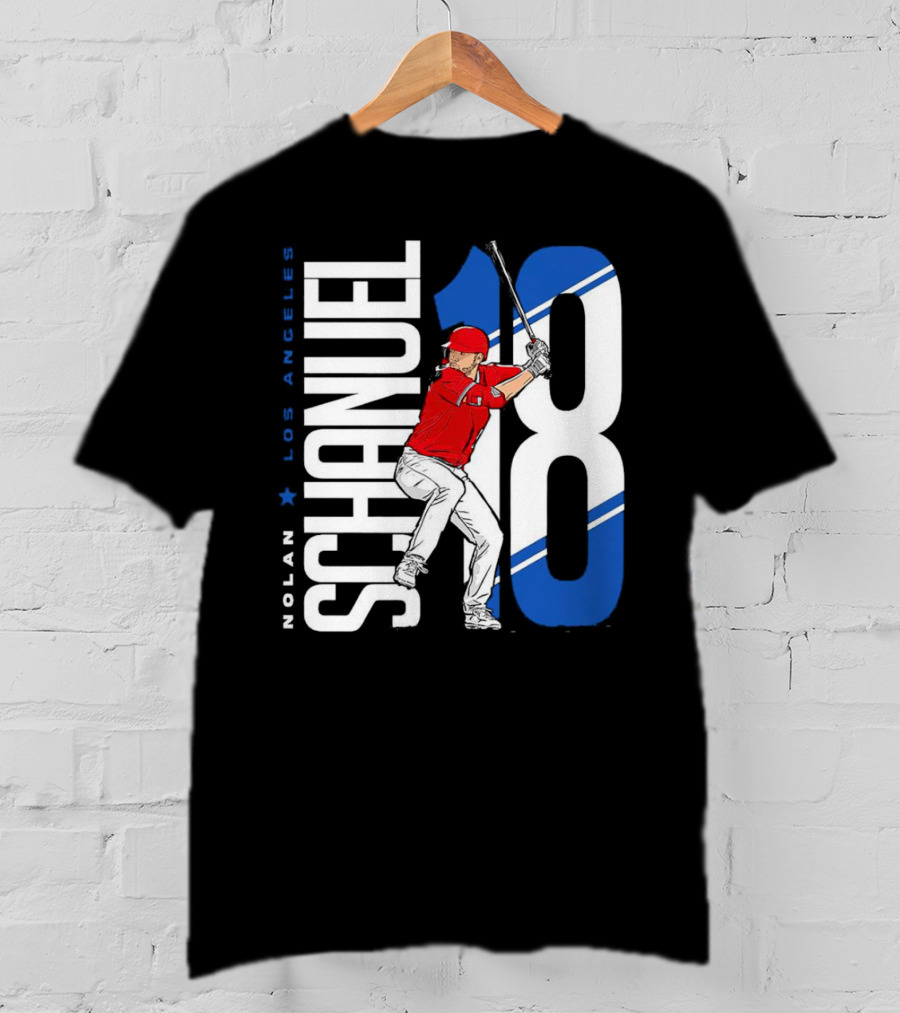 Nolan Schanuel 18 Los Angeles Angels Baseball Player Swinging T-Shirt