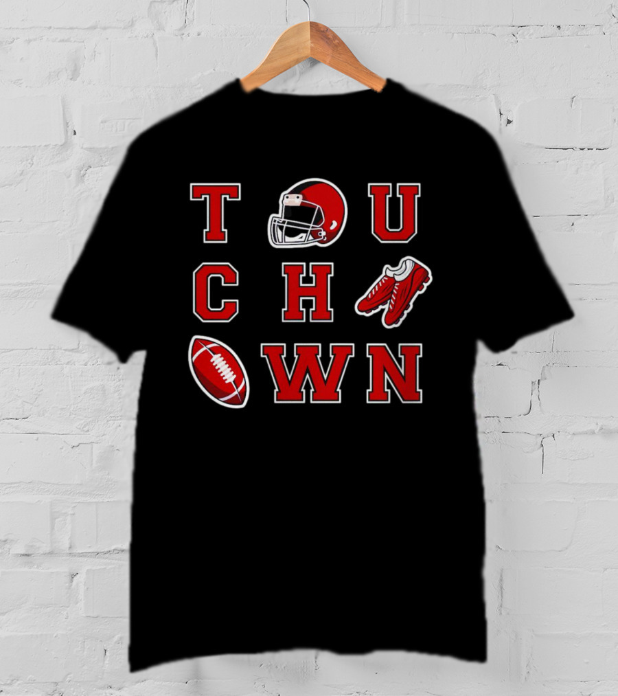 Touch Down Season Football Helmet Cleats Ball T-Shirt