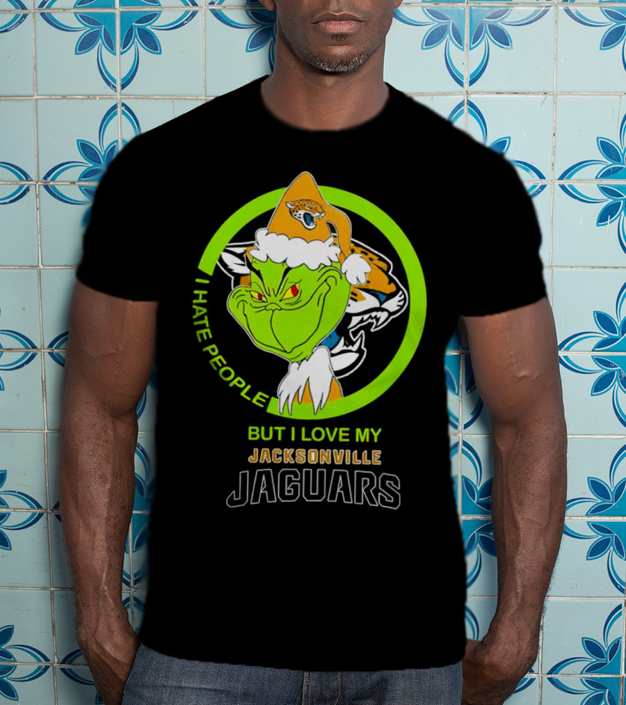 Jacksonville Jaguars Grinch I Hate People But Love My Favorite Football Team Christmas T-Shirt