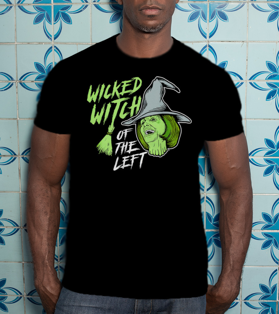 Wicked Witch Of The Left Halloween Pelosi Witch Hat Green Face T-Shirt
