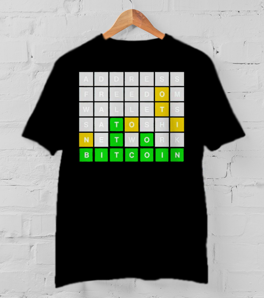 Address Freedom Wallets Satoshi Network Bitcoin Word Game T-Shirt