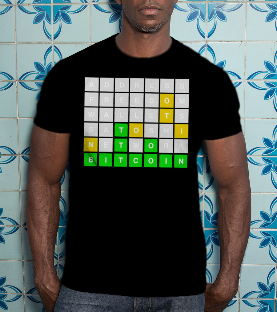 Address Freedom Wallets Satoshi Network Bitcoin Word Game T-Shirt