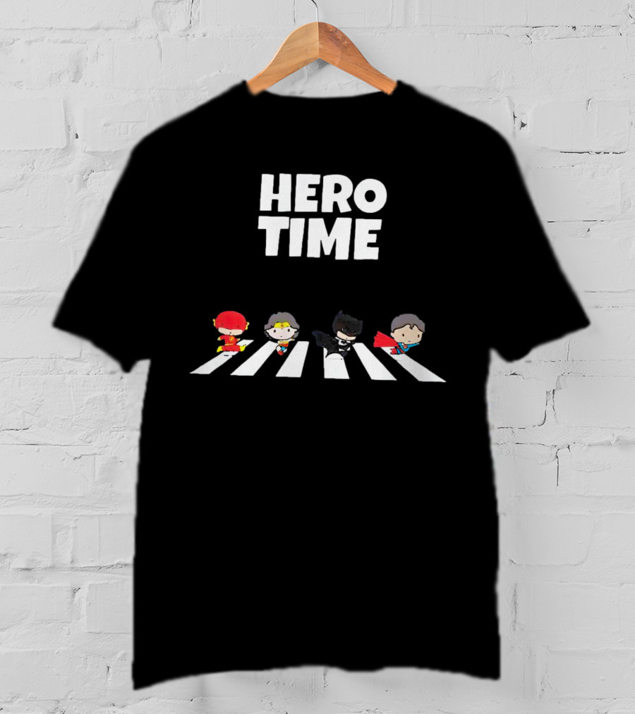 Hero Time Flash Wonder Woman Batman Superman Abbey Road T-Shirt