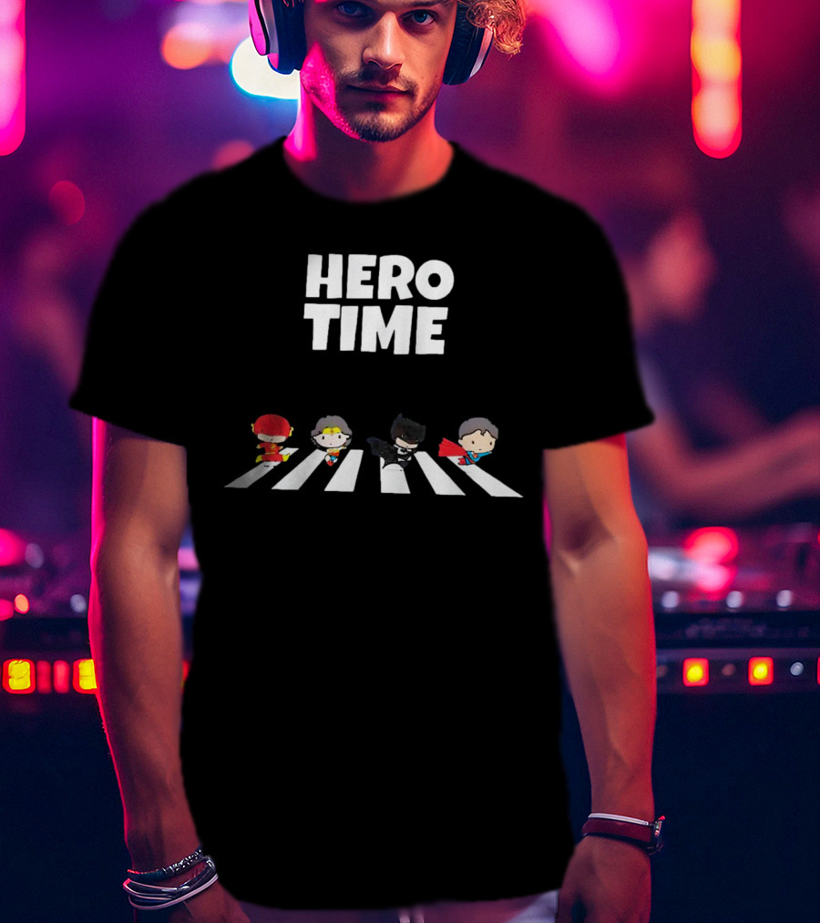 Hero Time Flash Wonder Woman Batman Superman Abbey Road T-Shirt