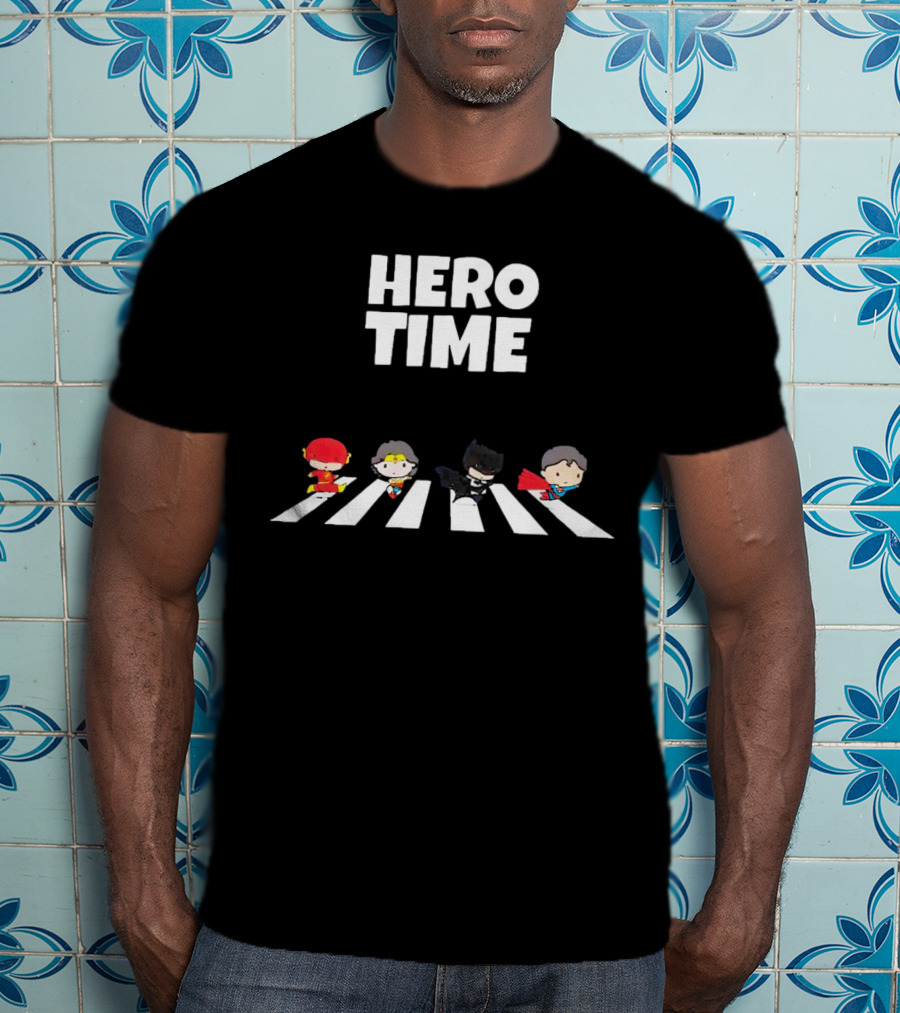 Hero Time Flash Wonder Woman Batman Superman Abbey Road T-Shirt