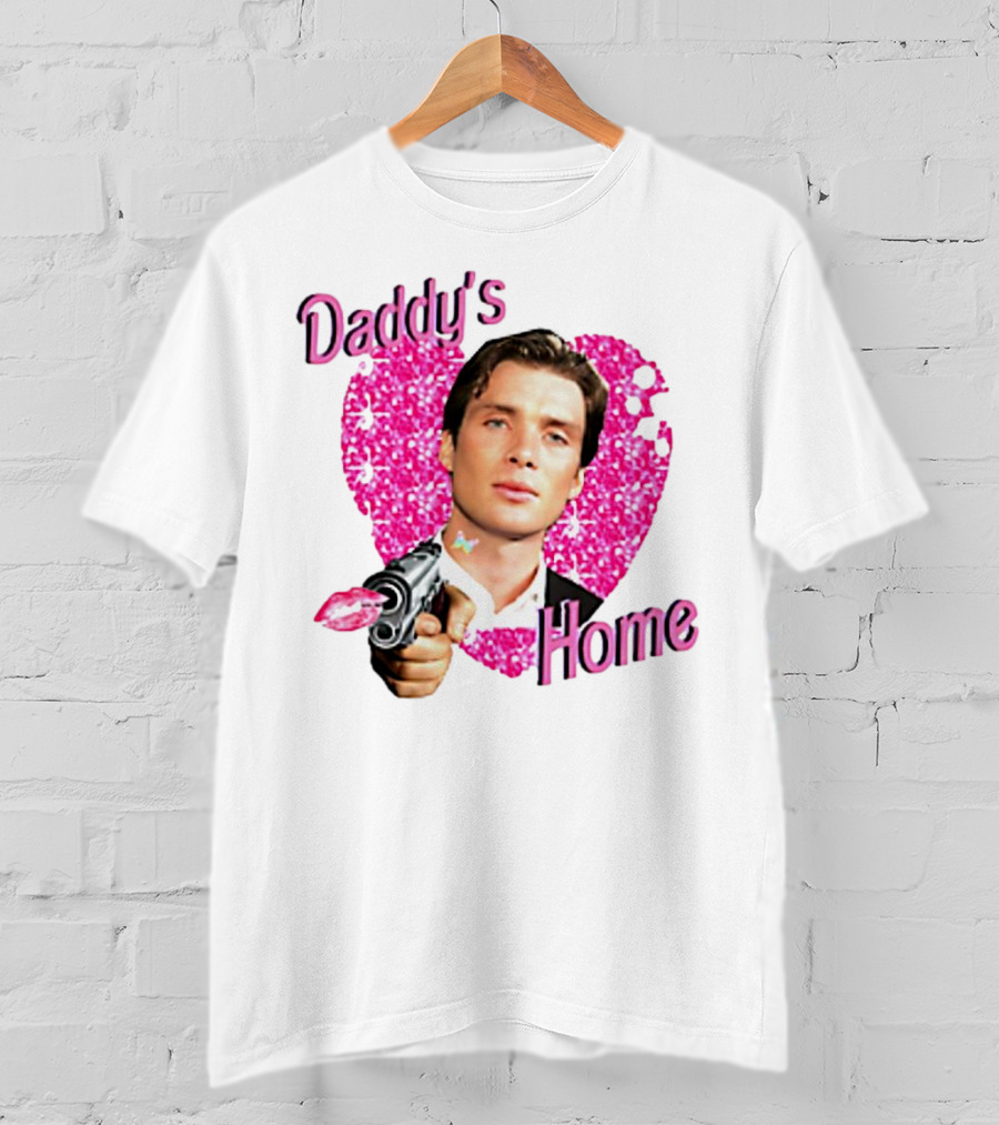 Daddy's Home Pink Glitter Heart Cillian Murphy Gun T-Shirt