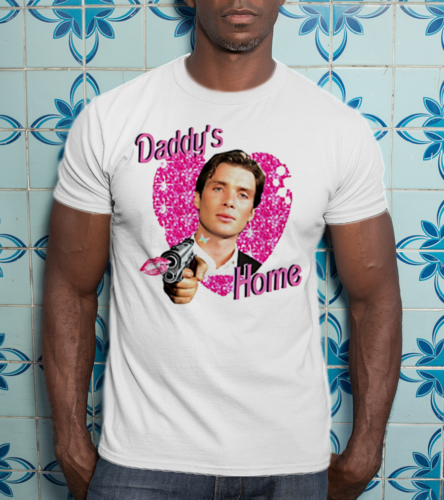 Daddy's Home Pink Glitter Heart Cillian Murphy Gun T-Shirt