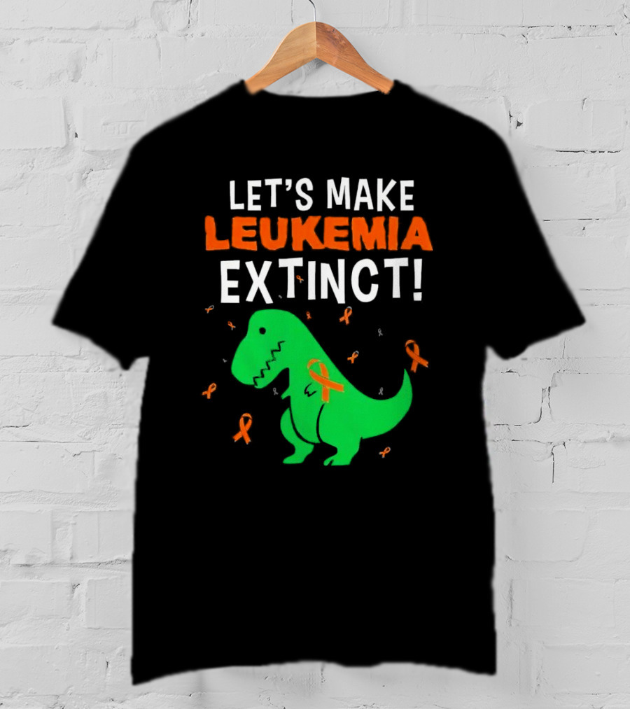 Let's Make Leukemia Extinct Dinosaur With Orange T-Shirt