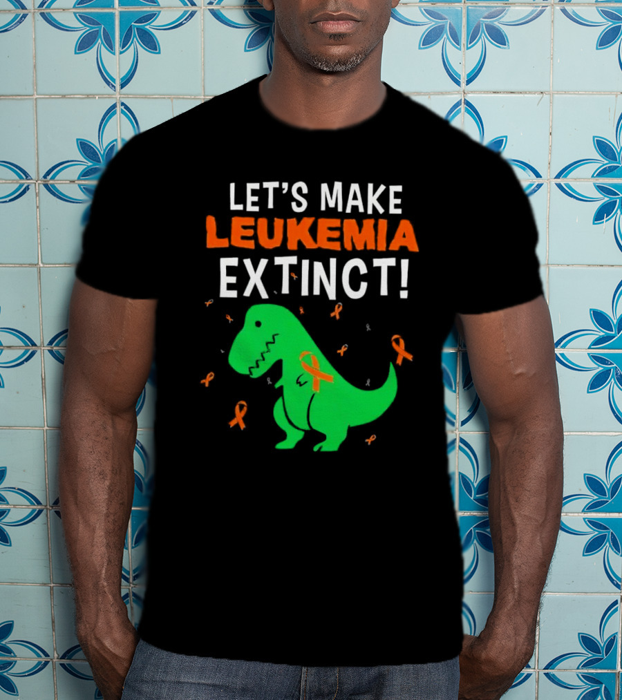 Let's Make Leukemia Extinct Dinosaur With Orange T-Shirt