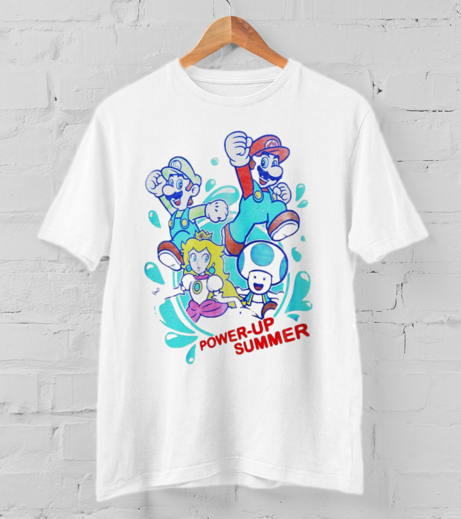 Power-Up Summer Mario Luigi Princess Peach Dynamic Adventure T-Shirt