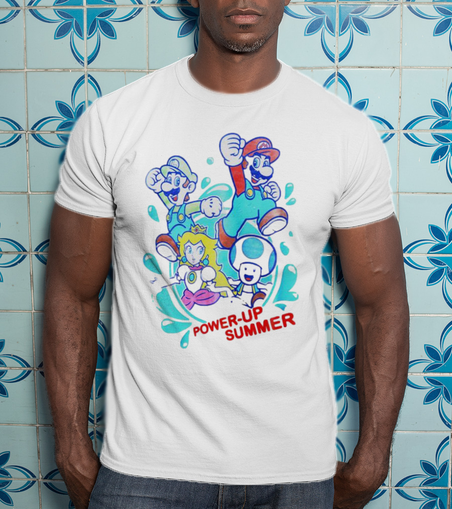 Power-Up Summer Mario Luigi Princess Peach Dynamic Adventure T-Shirt