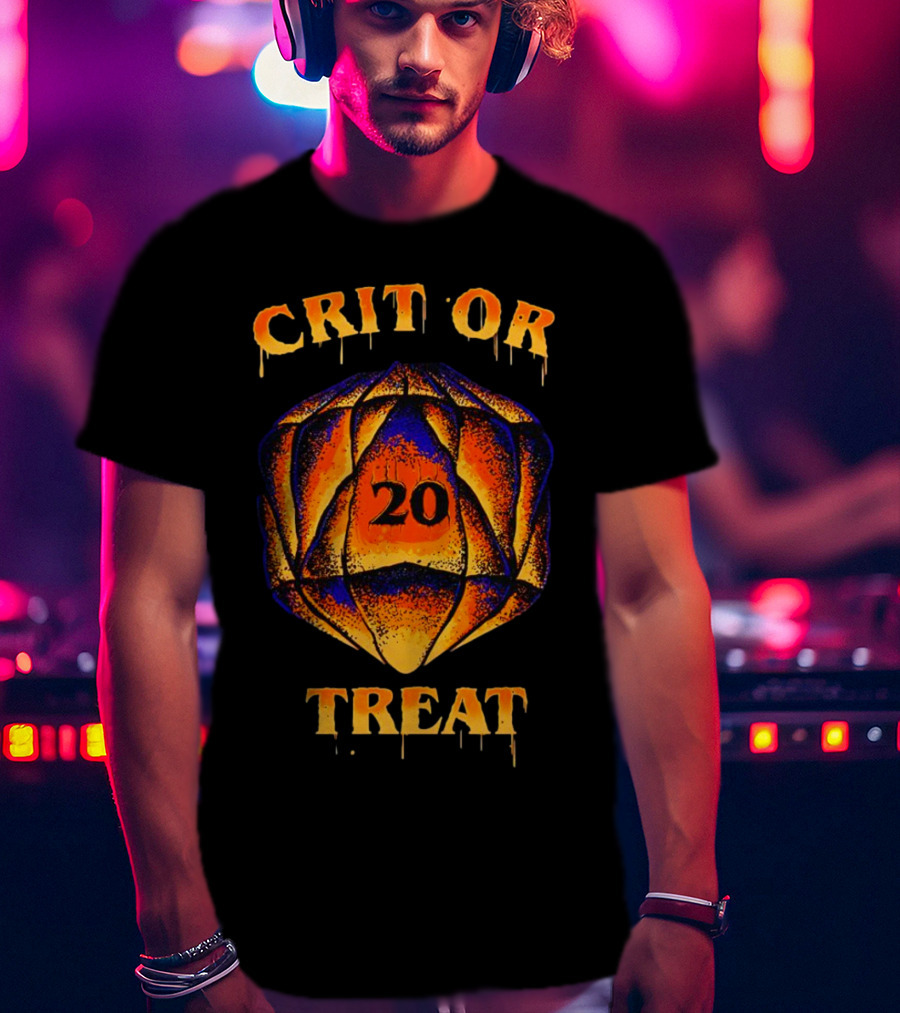 Crit Or Treat 20-Sided Dice Halloween T-Shirt