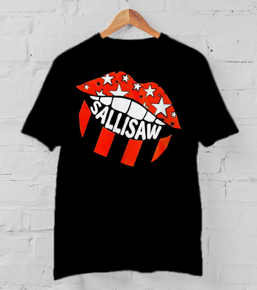 Sallisaw Lips Stars And Stripes Red White Black T-Shirt