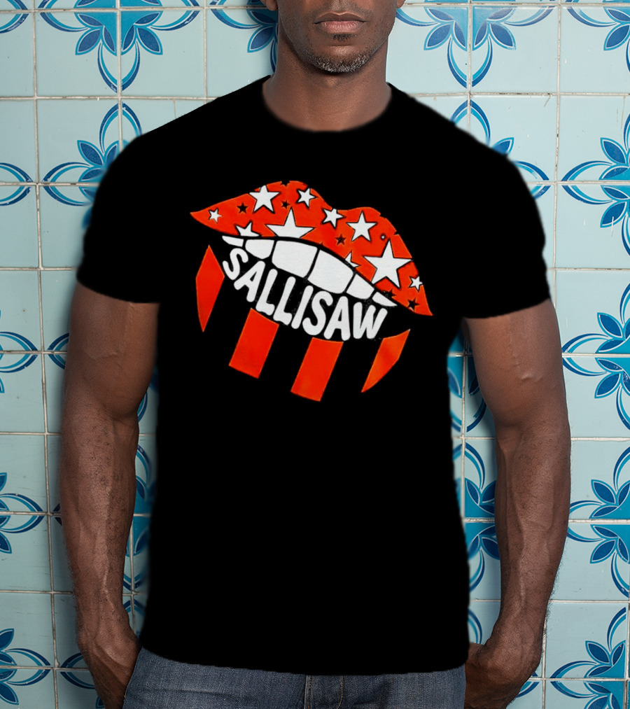Sallisaw Lips Stars And Stripes Red White Black T-Shirt