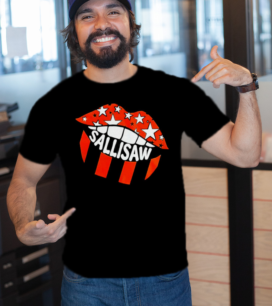 Sallisaw Lips Stars And Stripes Red White Black T-Shirt