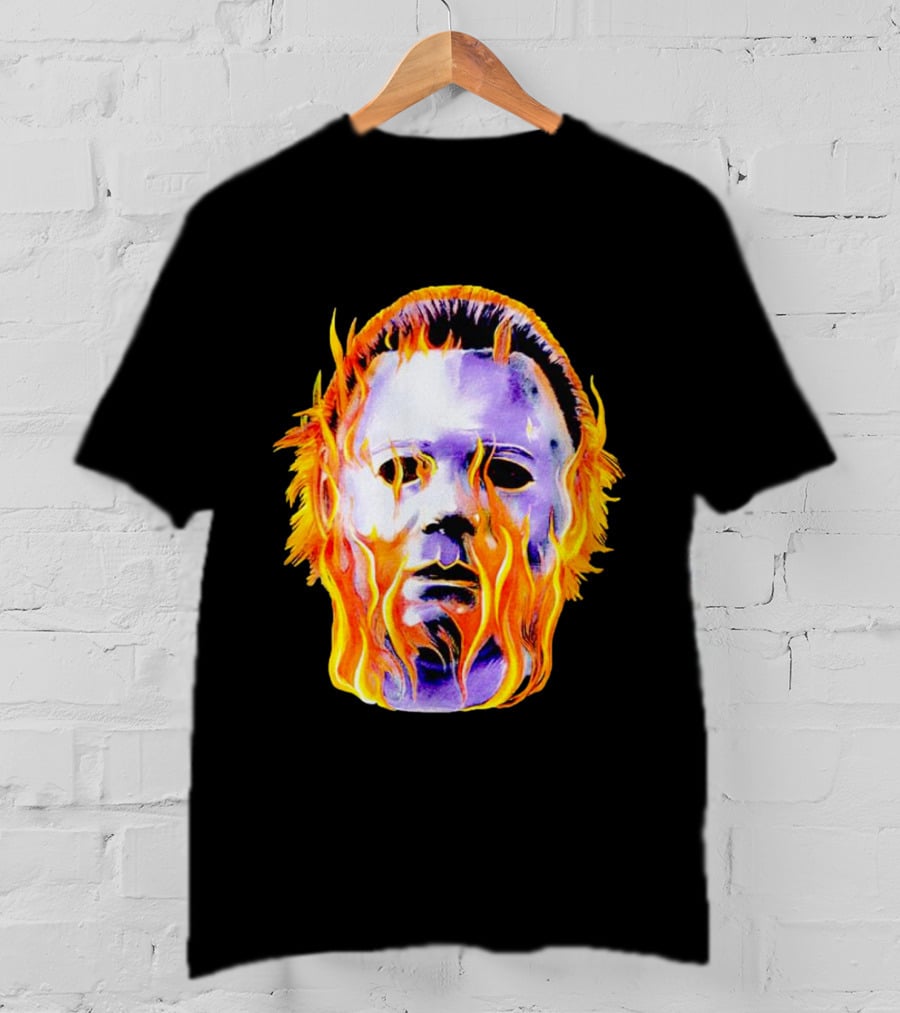 Michael Myers Flaming Mask Halloween Horror T-Shirt