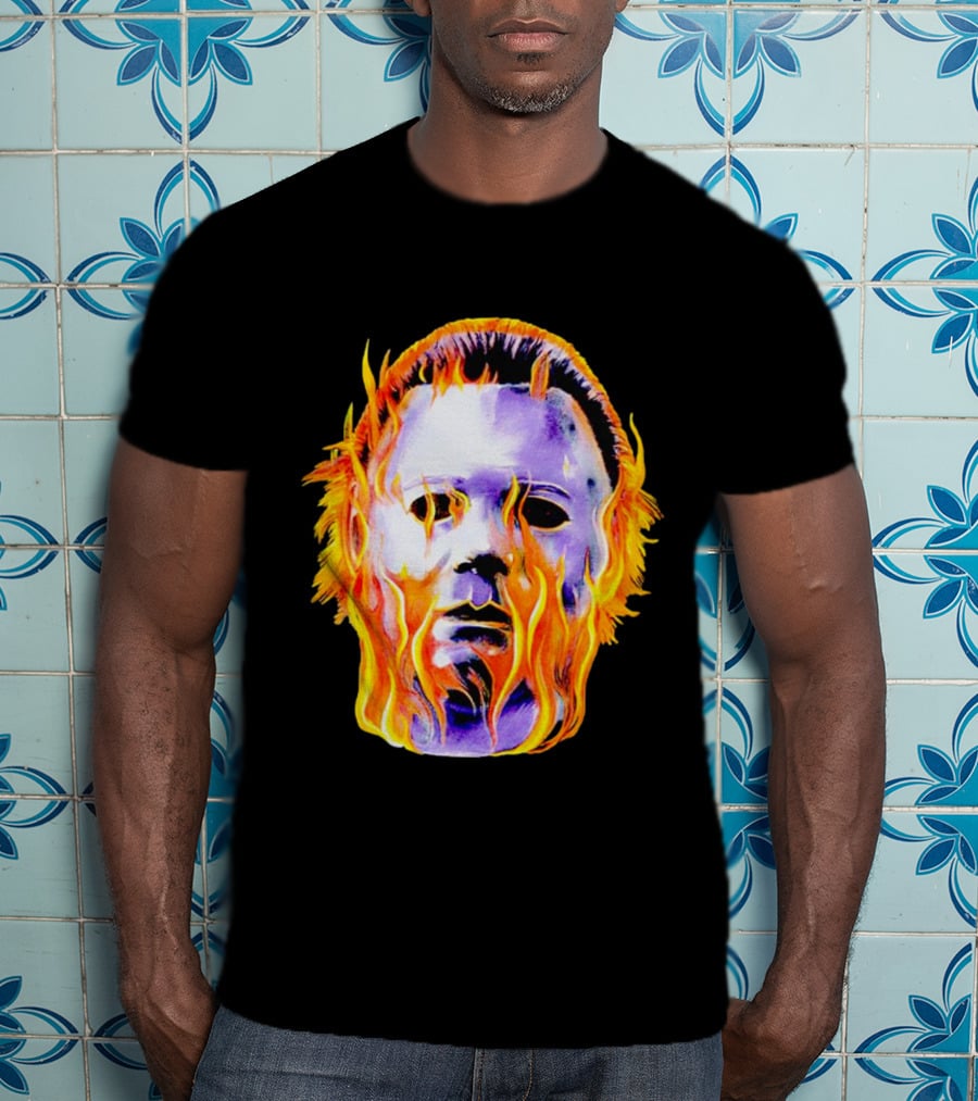 Michael Myers Flaming Mask Halloween Horror T-Shirt