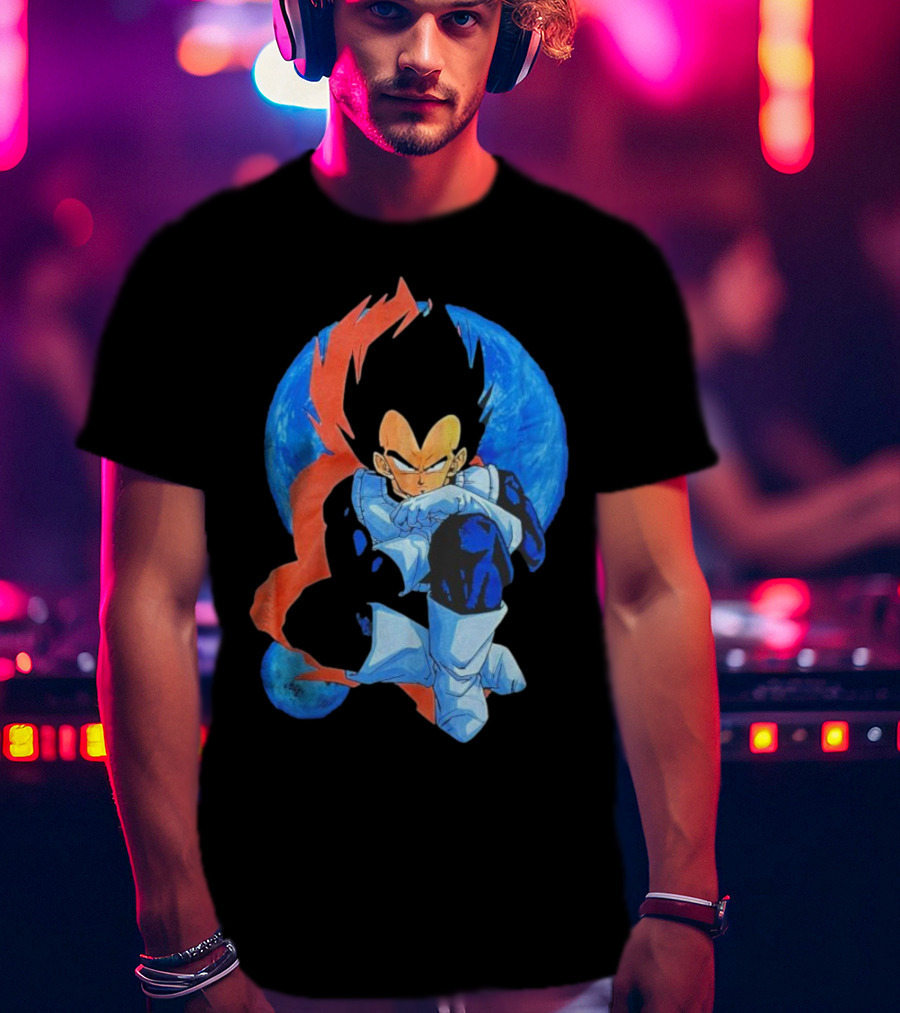 Vegeta Jobber Saiyan Warrior Anime Character Sitting Pose Dragon Ball Z T-Shirt