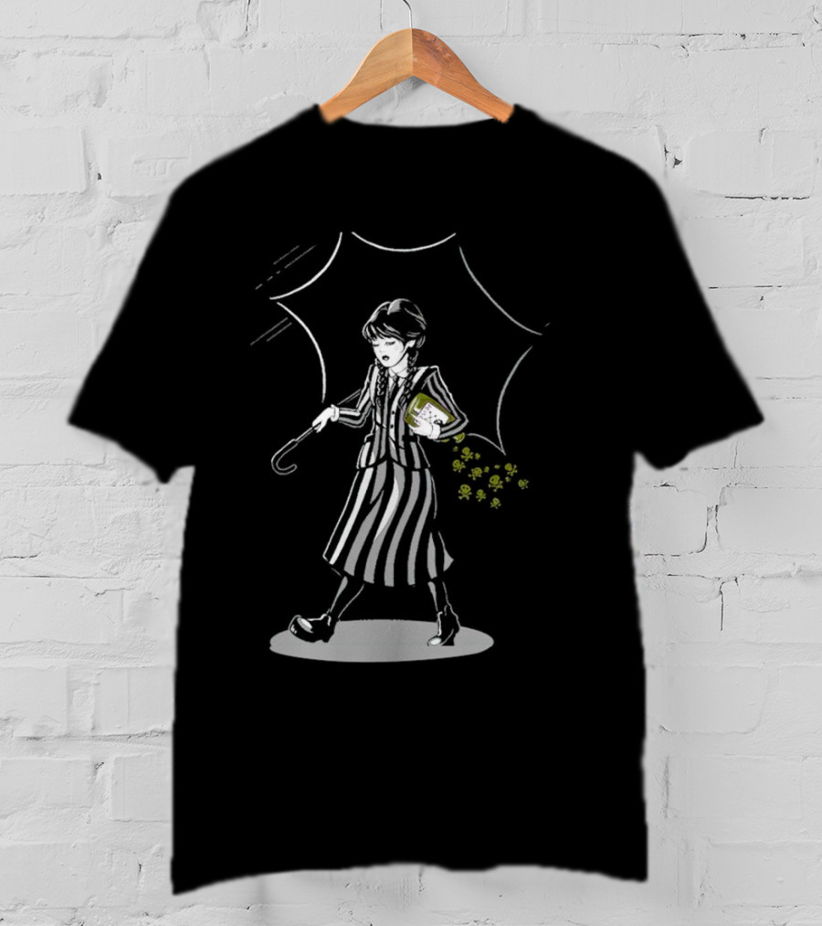 Wednesday Addams Salt N Spite Umbrella Shadows And Skulls T-Shirt