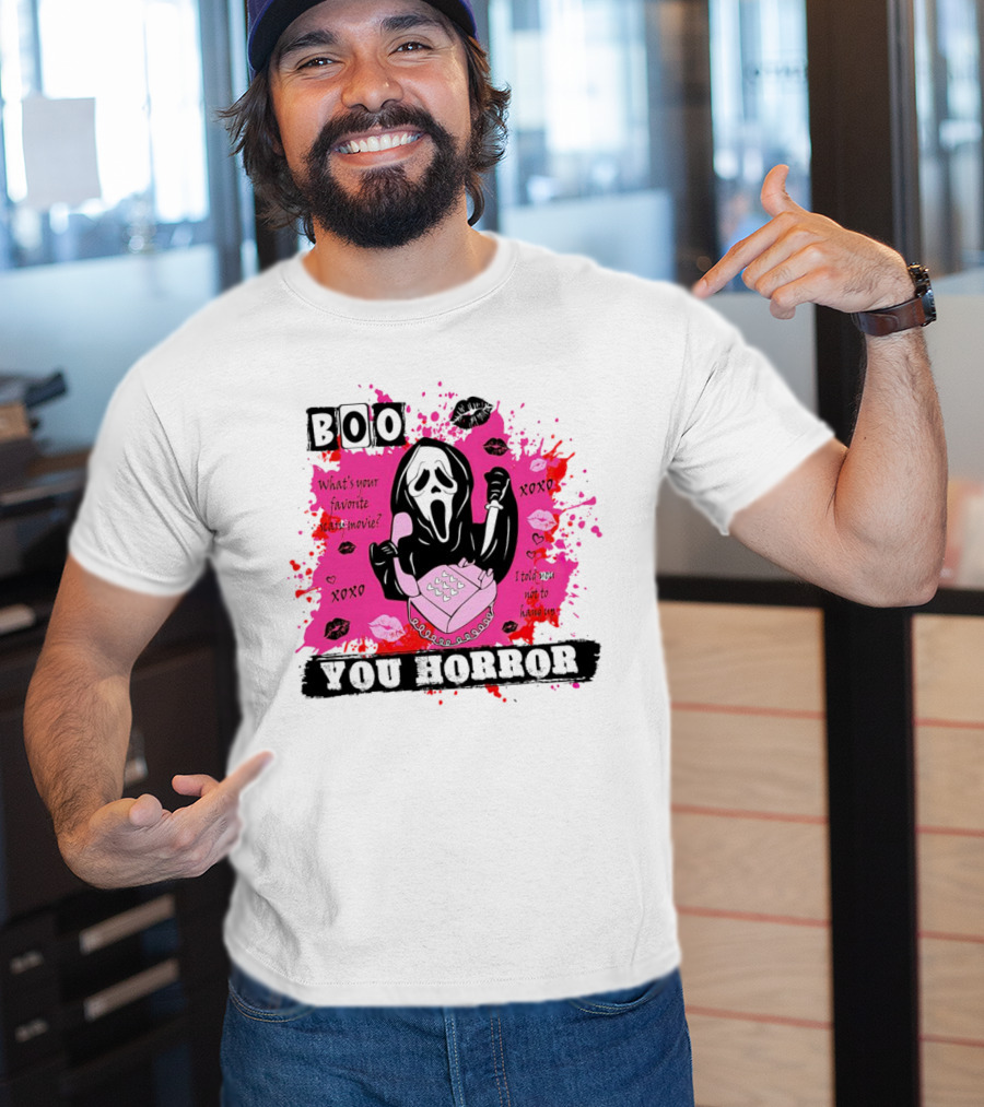 Boo You Horror Ghostface What's Your Favorite Scary Movie XOXO I Told You Not To Hang Up Halloween T-Shirt