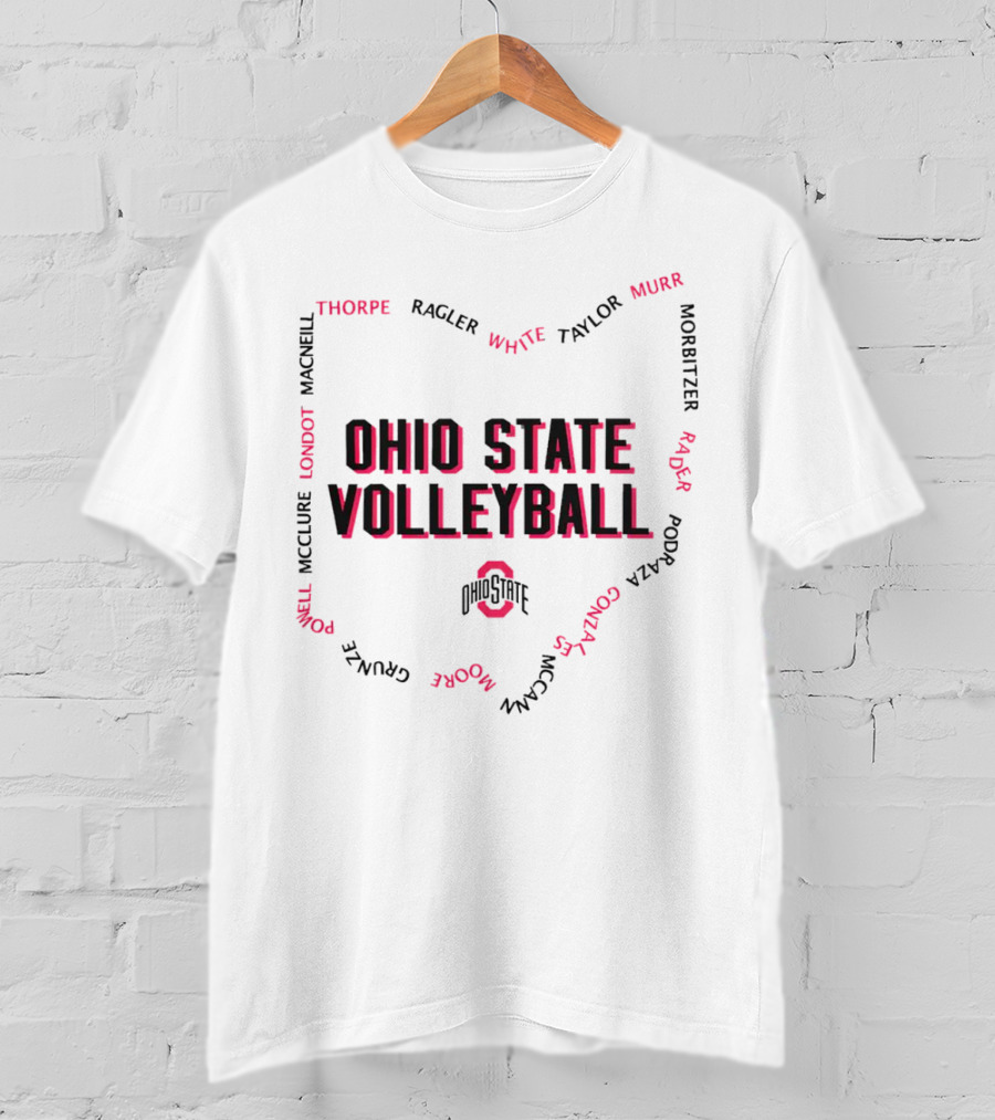 Ohio State Volleyball Team Roster Names Shield T-Shirt