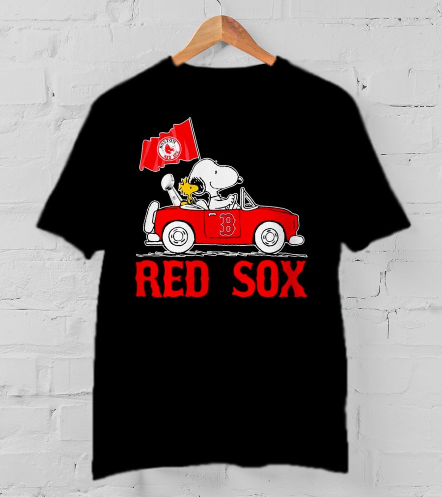Red Sox Snoopy Woodstock Boston Red Sox Peanuts Car T-Shirt