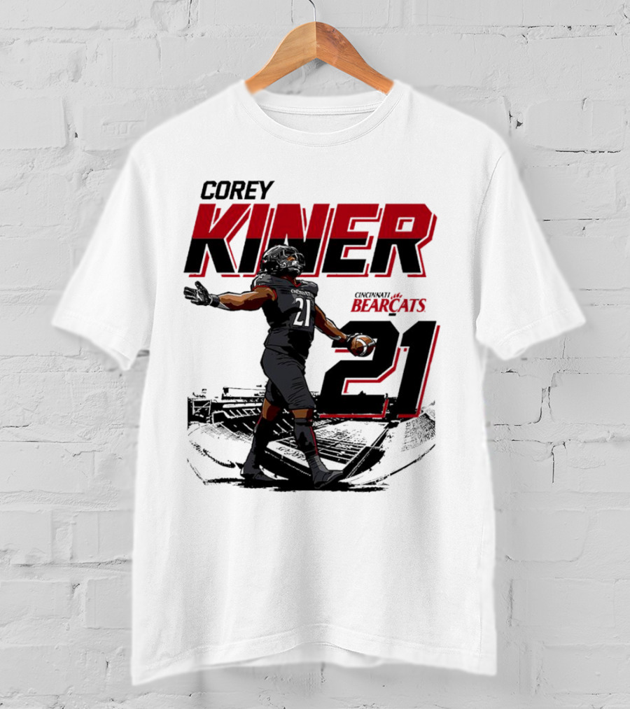 Corey Kiner 21 Cincinnati Bearcats Football Stadium T-Shirt