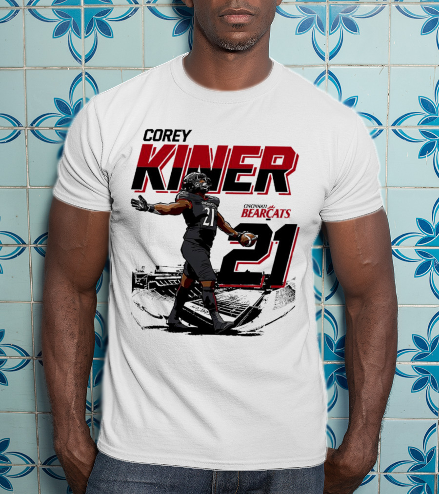 Corey Kiner 21 Cincinnati Bearcats Football Stadium T-Shirt