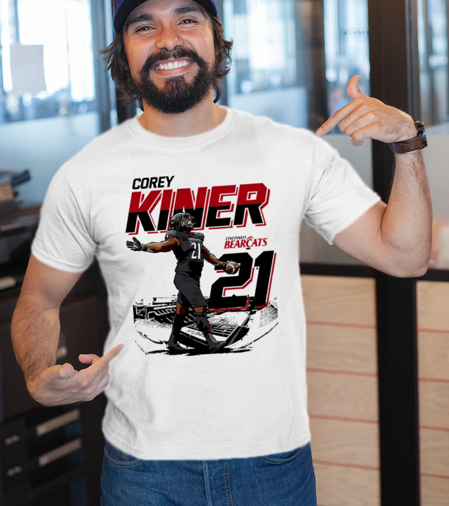Corey Kiner 21 Cincinnati Bearcats Football Stadium T-Shirt