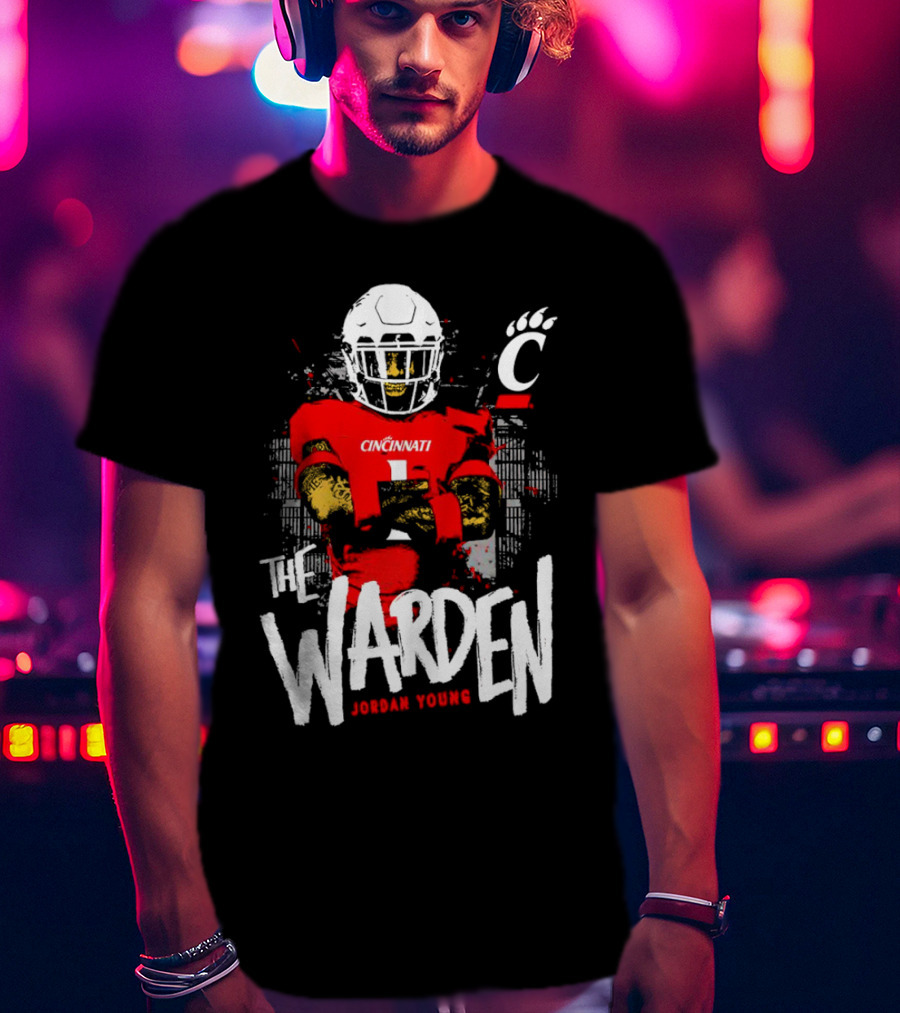 The Warden Jordan Young Cincinnati Bearcats Football Guardianship T-Shirt