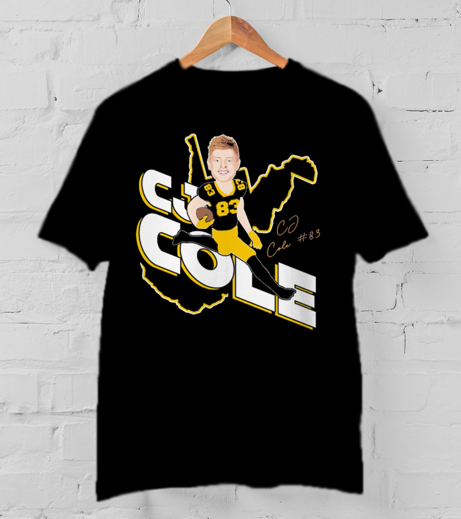 CJ Cole #83 West Virginia Football Player Caricature Signature T-Shirt