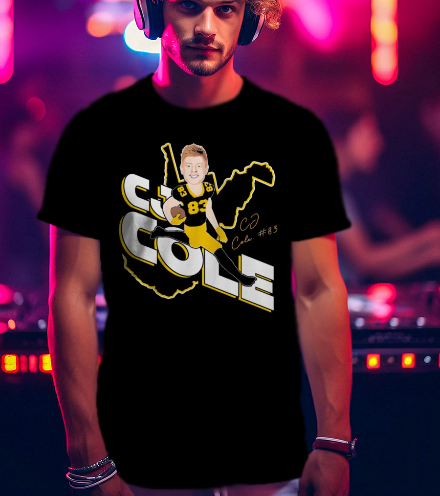 CJ Cole #83 West Virginia Football Player Caricature Signature T-Shirt