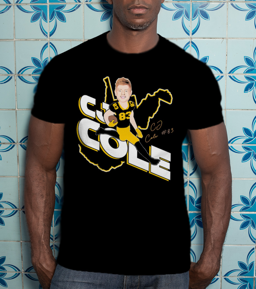 CJ Cole #83 West Virginia Football Player Caricature Signature T-Shirt