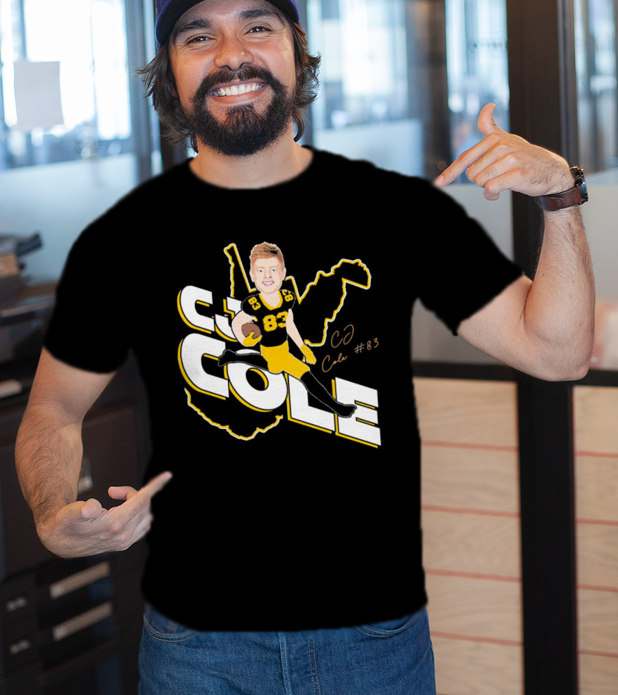 CJ Cole #83 West Virginia Football Player Caricature Signature T-Shirt