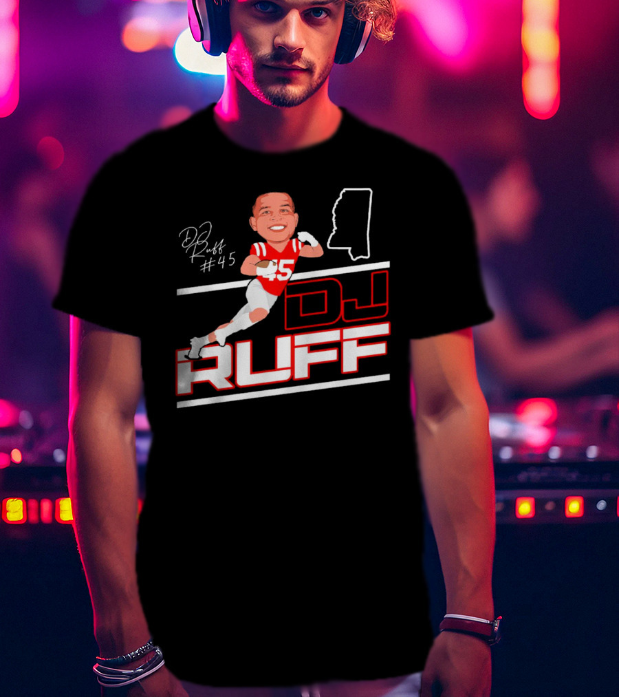 DJ Ruff #45 Ole Miss Rebels Football Signature T-Shirt
