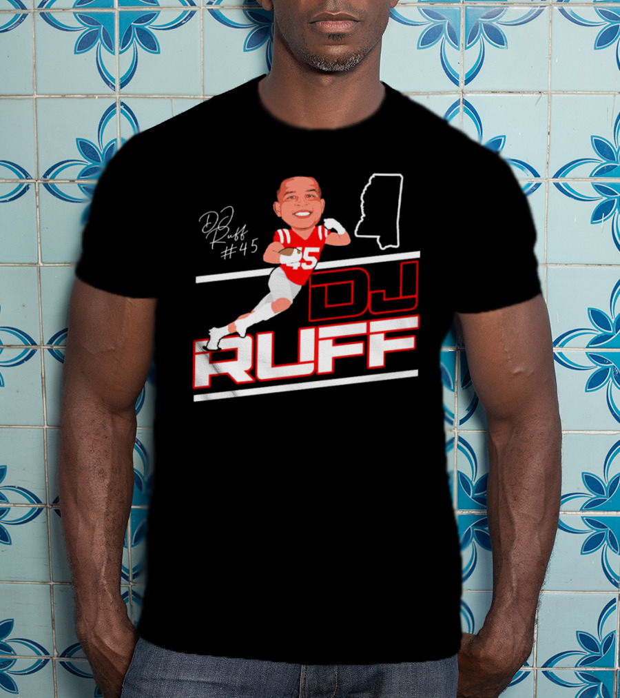 DJ Ruff #45 Ole Miss Rebels Football Signature T-Shirt