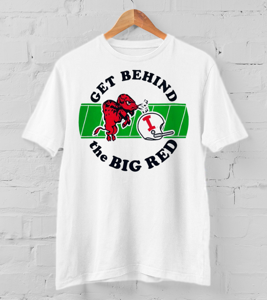 Get Behind The Big Red Indiana Hoosiers Football Helmet And Dog T-Shirt