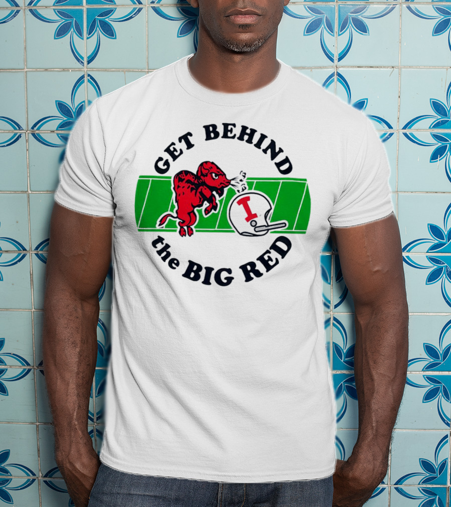 Get Behind The Big Red Indiana Hoosiers Football Helmet And Dog T-Shirt