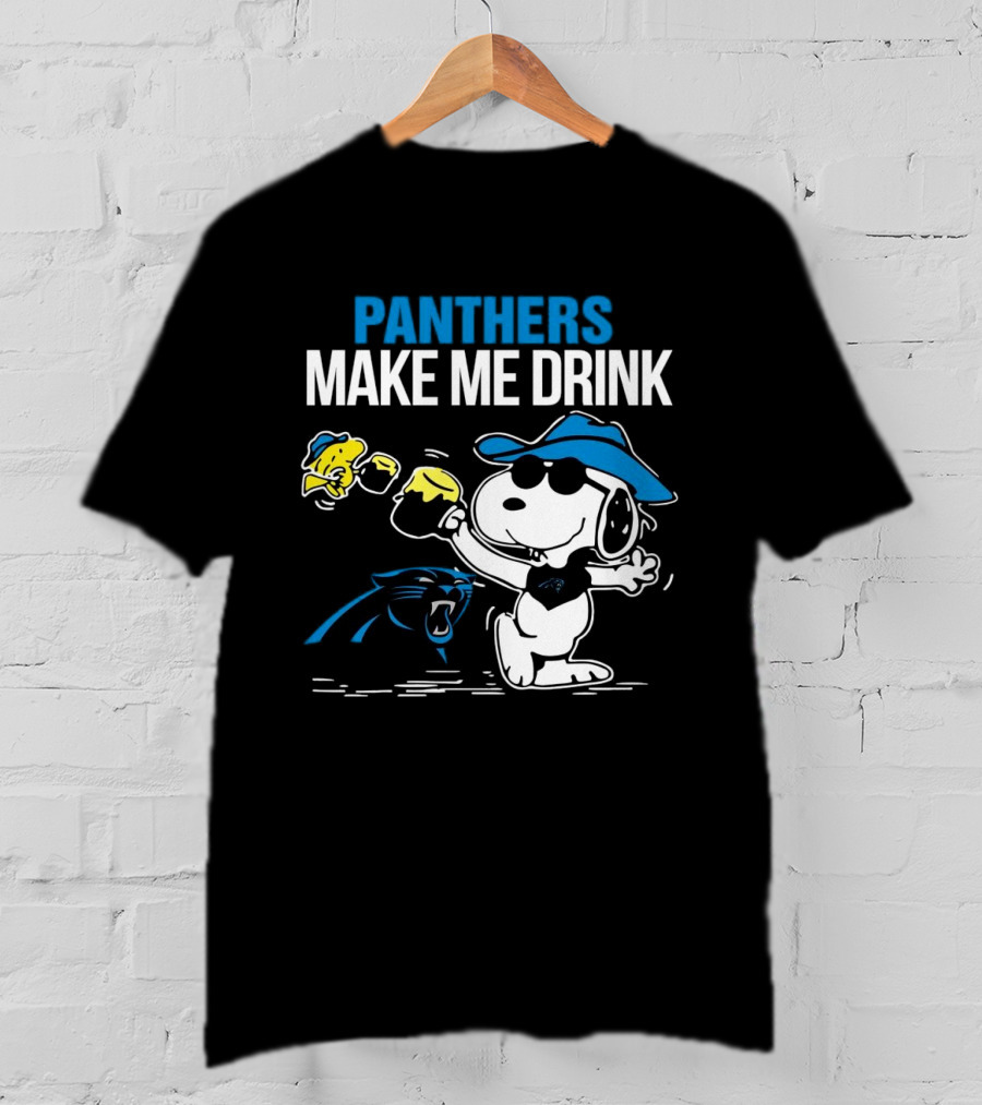 Panthers Make Me Drink Snoopy Iconic Football Fun T-Shirt