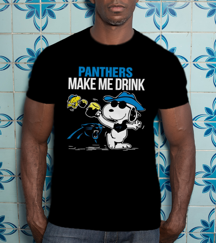 Panthers Make Me Drink Snoopy Iconic Football Fun T-Shirt